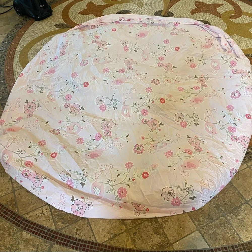 Pottery Barn Kids Pink Floral Bird Print Fitted Sheets Full Size